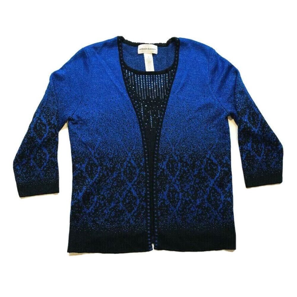 Alfred Dunner Layered Cardigan Sweater Metallic Rhinestone Shimmer Plus‎ Size 1X